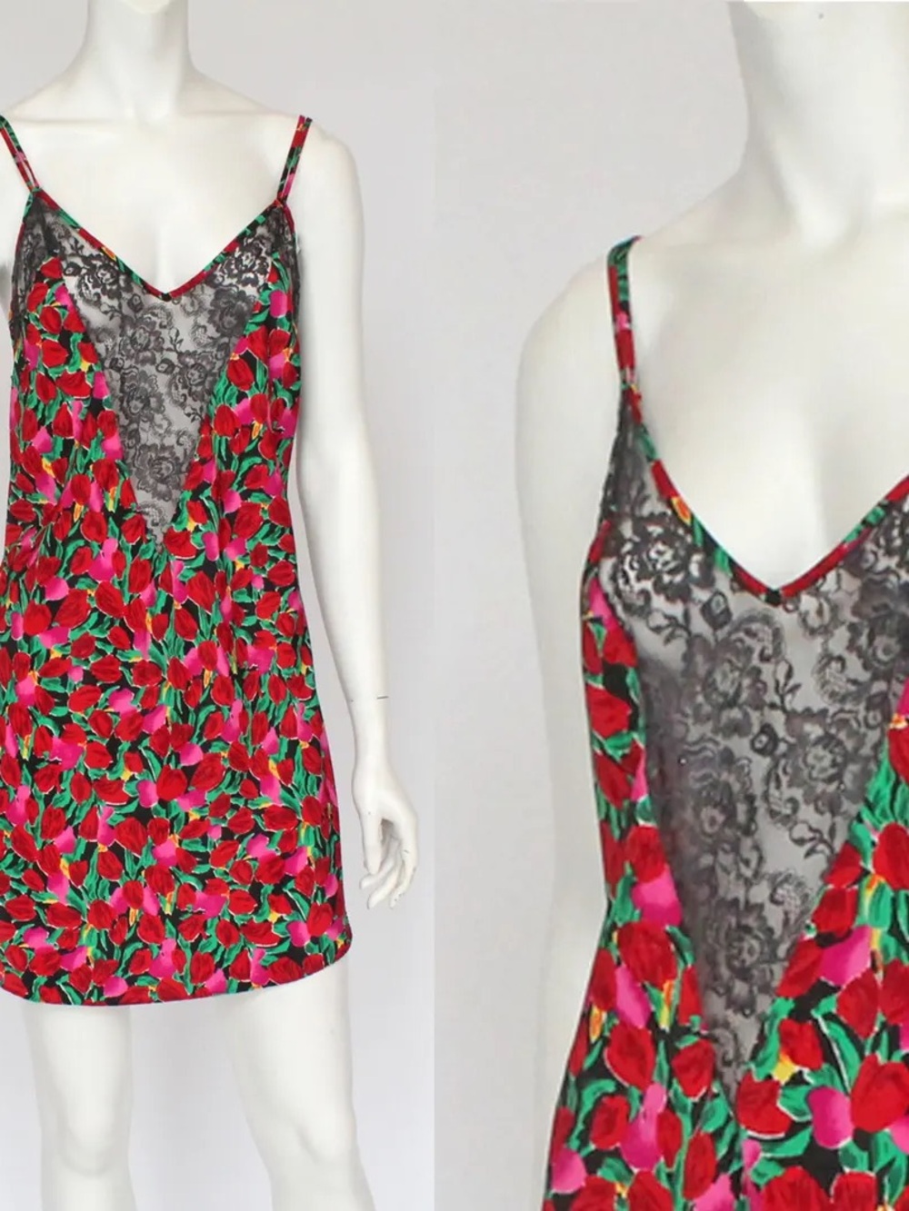 Vintage Victoria's Secret Gold Label Floral Lace Slip Dress